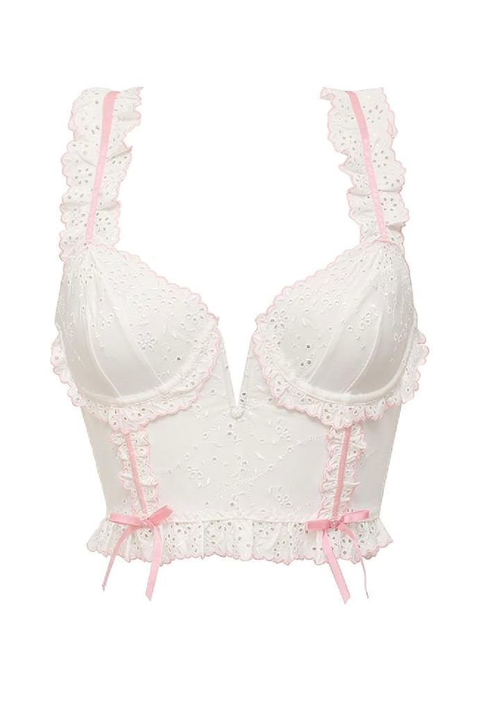**FOR LOVE & LEMONS Swirl Eyelet Bustier**, $184.66 at **[Victoria's Secret](https://www.victoriassecret.com/au/vs/sleepwear-and-lingerie-catalog/1119156100|target="_blank")**