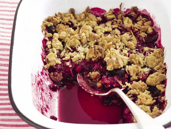 **[Mixed berry crumble](https://www.womensweeklyfood.com.au/recipes/mixed-berry-crumble-22557|target="_blank")**
