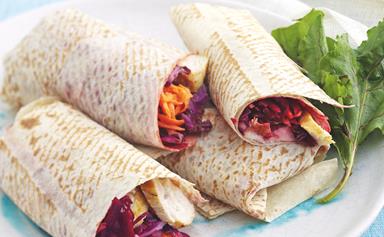 Beetroot and chicken wraps