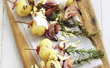 Potato and bacon rosemary skewers