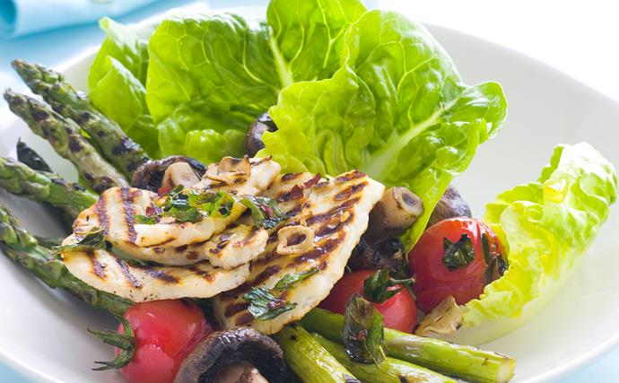 GRILLED HALOUMI AND WARM VEGETABLE SALAD