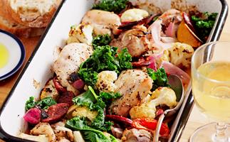 Chicken and kale tray bake