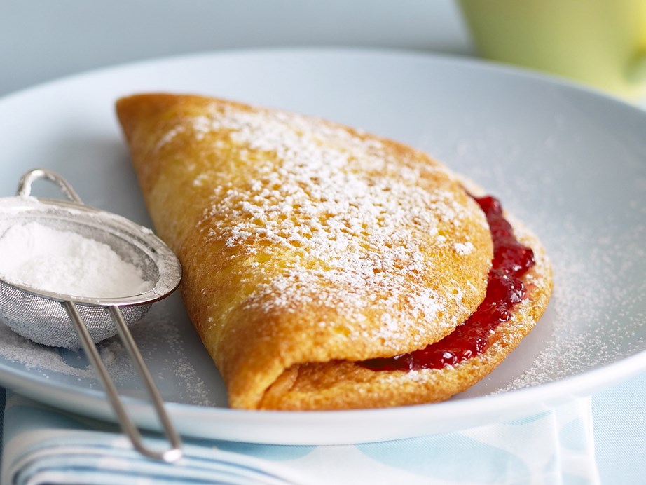 **[Fluffy jam omelette](https://www.womensweeklyfood.com.au/recipes/fluffy-jam-omelette-25107|target="_blank")**
If scones and jam are your go-to morning or afternoon tea then try this fresh take on the British class.