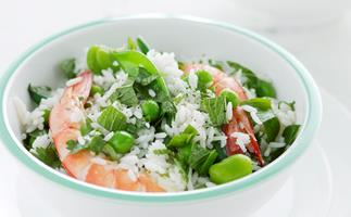 Green Rice and Prawn Salad