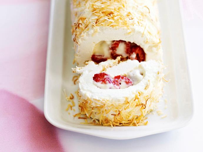 **[Coconut and raspberry roulade](https://www.womensweeklyfood.com.au/recipes/coconut-and-raspberry-roulade-23784|target="_blank")**