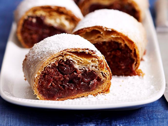 **[Coconut cherry strudel](https://www.womensweeklyfood.com.au/recipes/coconut-cherry-strudel-27924|target="_blank")**

Add some sweet and sour bliss to an Austrian favourite. Layered with nutritious morello cherries, cinnamon, coconut and delicate filo pastry, this is sure to please your tastebuds.