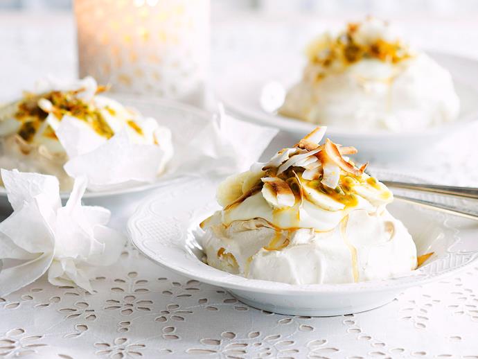 **[Coconut pavlovas with banana and passionfruit](https://www.womensweeklyfood.com.au/recipes/coconut-pavlovas-with-banana-and-passionfruit-27099|target="_blank")**

Want to give a twist to an Australian favourite for Christmas or a special occasion? Whip up these stunning individual pavlovas ahead of then lace with fresh fruit and shredded coconut.