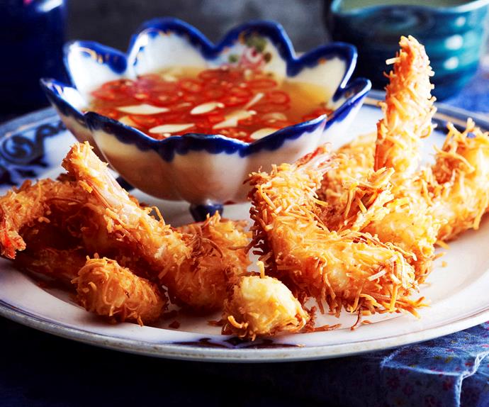 Coconut prawns with two dipping sauces