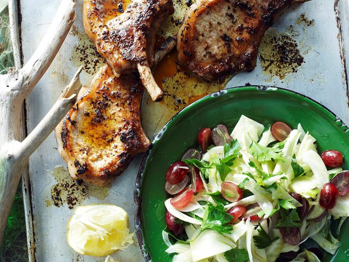 **[Fennel and grape salad with pork cutlets](https://www.womensweeklyfood.com.au/recipes/fennel-and-grape-salad-with-pork-cutlets-23789|target="_blank")**
