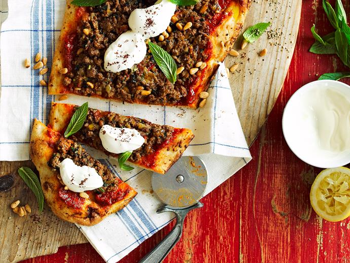 Packed full of flavour and spice, this [Middle Eastern style lamb pizza](https://www.womensweeklyfood.com.au/recipes/middle-eastern-style-pizza-27459|target="_blank") is perfect for wowing your guests. This dish is divine served topped with Greek yoghurt and sprinkled with fresh mint, parsley and sumac.