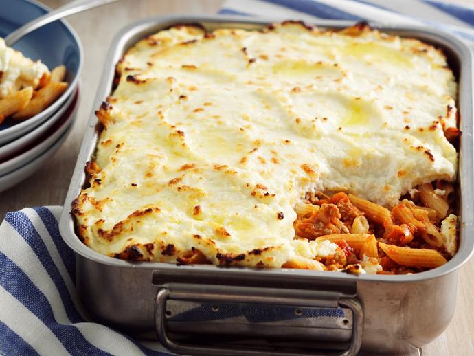 **[Baked bolognese pasta](https://www.womensweeklyfood.com.au/recipes/baked-bolognese-pasta-27128|target="_blank")**

A creamy layer of ricotta and parmesan is just the tip of this delicious recipe. Hearty veal and pork mince pasta satisfy your winter comfort food cravings.