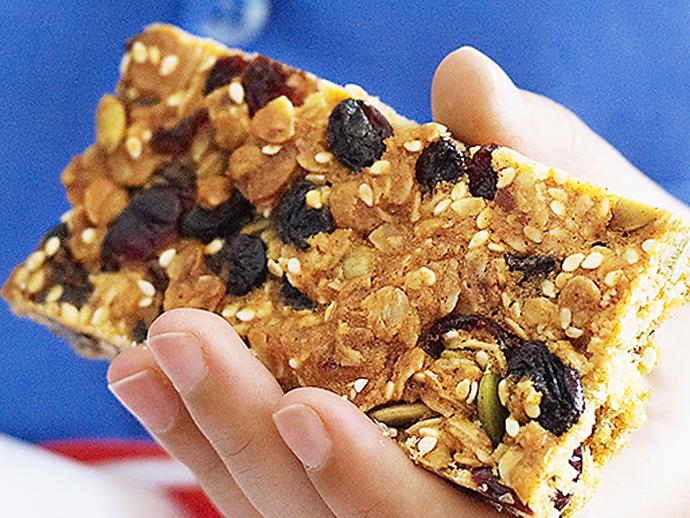 Jam-packed full of chewy dried fruits, crunchy seeds and whole grains, these [homemade muesli bars](https://www.womensweeklyfood.com.au/recipes/homemade-muesli-bars-27998|target="_blank") are the perfect healthy snack for the whole family.