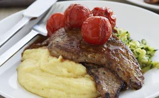 LEMON AND OREGANO VEAL WITH BALSAMIC TOMATOES