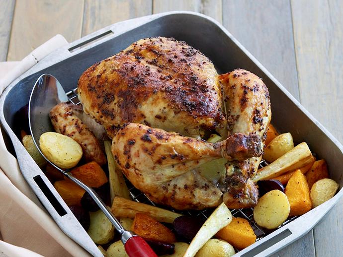 **[Mustard roast chicken](https://www.womensweeklyfood.com.au/recipes/mustard-roast-chicken-28024|target="_blank")**

Enjoy a hearty Sunday roast with chicken marinated in herbs, butter and mustard for that extra flavour.
