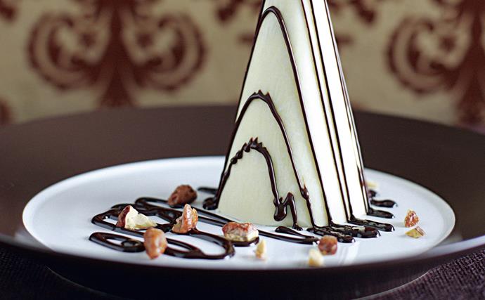 Nougat Semifreddo in white chcocolate cones