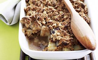 Pear and Date Crumble with Honey Oat Topping