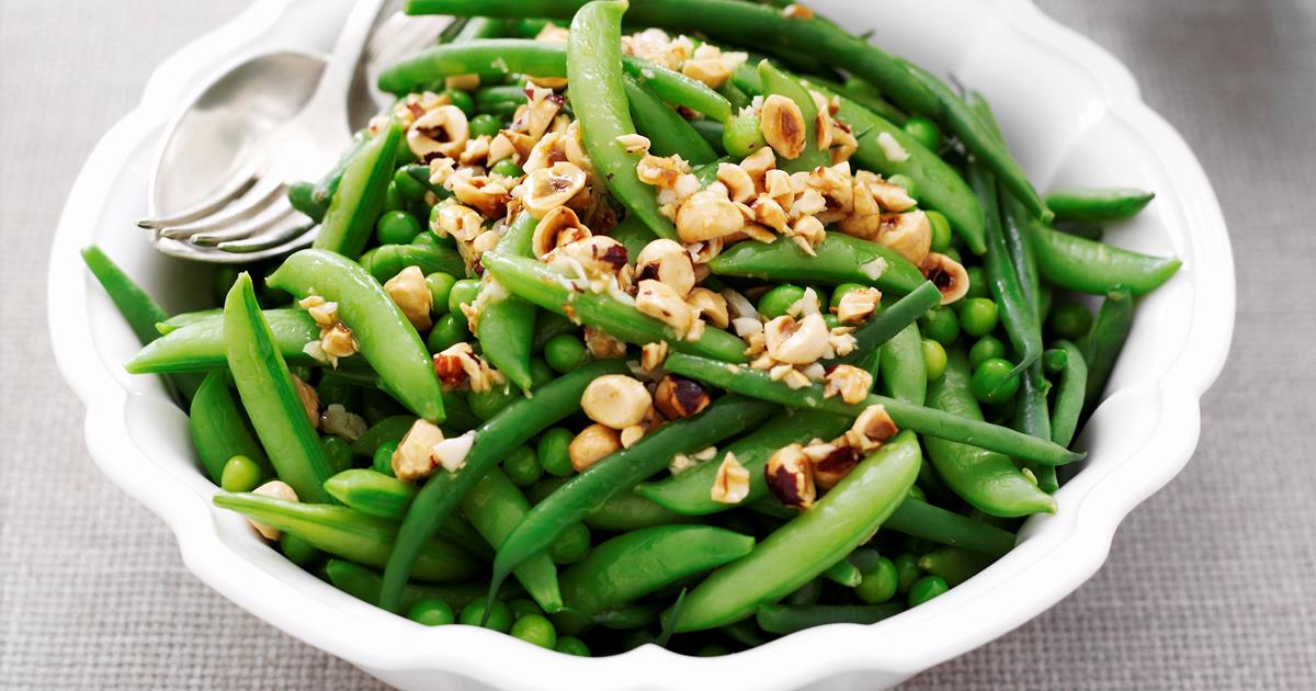 Peas and beans with hazelnuts | Australian Women's Weekly Food