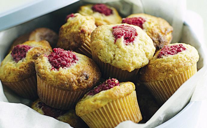 Raspberry and Banana Mini Muffins