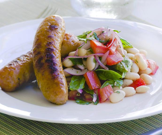Sausages with White Beans and Parsley Salad