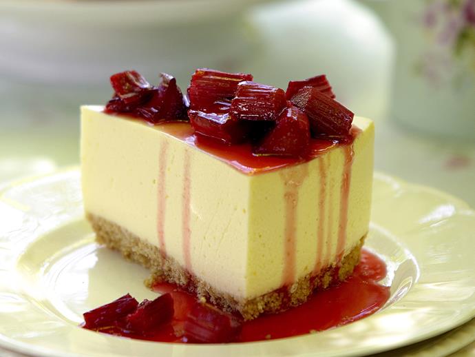 [Summer lemon cheesecake with sticky rhubarb topping recipe.](https://www.womensweeklyfood.com.au/recipes/summer-lemon-cheesecake-with-sticky-rhubarb-topping-23321|target="_blank")