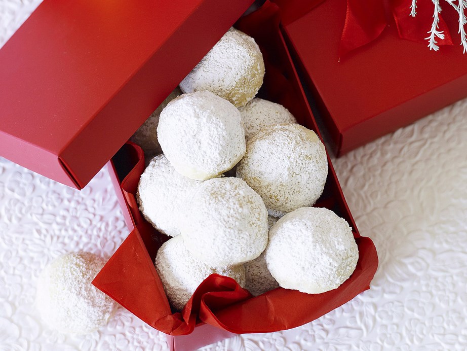 **[Christmas snowball cookies recipe](https://www.womensweeklyfood.com.au/recipes/christmas-snowball-cookies-23345|target="_blank")**
Our Christmas snowball cookies make an adorable homemade Christmas food gift, or a cute addition to your sweets spread come Christmas Day. Just don't throw them.