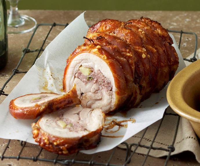 Stuffed pork belly with apples