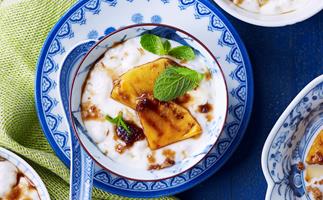 Tapioca pudding with grilled pineapple