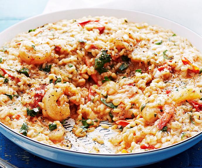 Prawn, tomato and pea risotto | Australian Women's Weekly Food