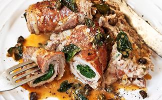 Veal and spinach involtini
