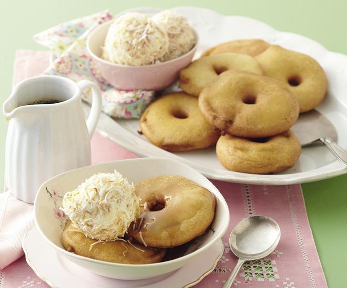 Apple Fritters with Coconut Ice-cream