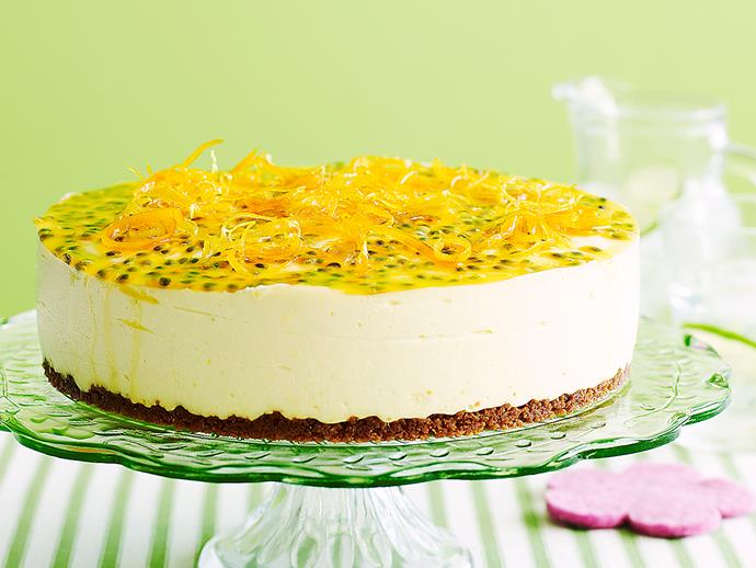 **[Citrus cheesecake with passionfruit topping](https://www.womensweeklyfood.com.au/recipes/citrus-cheesecake-with-passionfruit-topping-15841|target="_blank")**

Sweet, rich and creamy with just the right amount of zest, this cheesecake filling sits atop a crumbly biscuit base for the perfect pairing of textures.