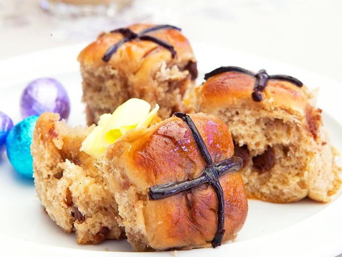 These **[mini chocolate chip hot cross buns](https://www.womensweeklyfood.com.au/recipes/best-ever-choc-chip-hot-cross-buns-15072)** are perfect for smaller morning tea snacks.