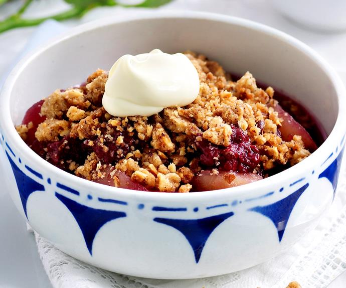 mixed berry and apple crumble