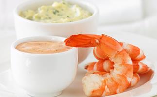 Dipping sauces with fresh prawns