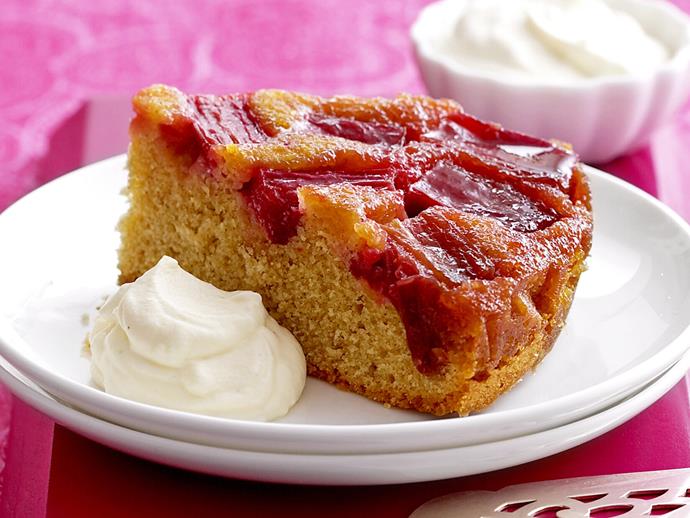**[Rhubarb upside-down cake](https://www.womensweeklyfood.com.au/recipes/rhubarb-upside-down-cake-19202|target="_blank")**