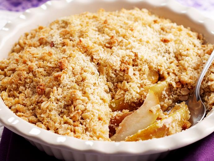 **[Apple and pear crumble](https://www.womensweeklyfood.com.au/recipes/apple-and-pear-crumble-27610|target="_blank")**

This family classic is perfect for a cool winter's evening, the ultimate crumbly comfort food packed full of juicy fruit to satisfy your sweet tooth.