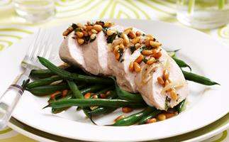 Poached chicken with green beans and tarragon