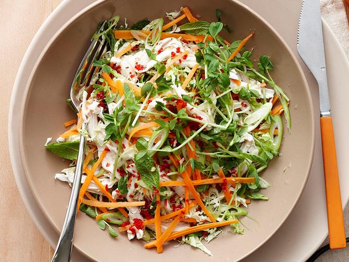 Use leftover chicken in place of poached chicken breast in this [Vietnamese chicken coleslaw](https://www.womensweeklyfood.com.au/recipes/vietnamese-chicken-coleslaw-15685|target="_blank")
