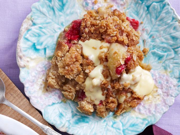 **[Apple and raspberry crumble](https://www.womensweeklyfood.com.au/recipes/apple-and-raspberry-crumble-28363|target="_blank")**

A timeless dessert classic that is loved by all - there is something so divine about warm, stewed fruits with a sweet, biscuit crumble.