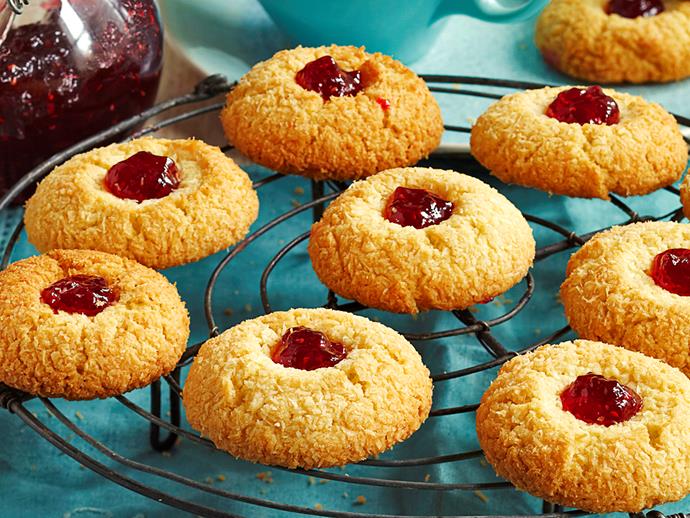 **[Coconut jam drops](https://www.womensweeklyfood.com.au/recipes/coconut-jam-drops-17774|target="_blank")**

These classic biscuits are lovely for morning tea. Be warned, the combination of crunchy coconut and sweet, oozy raspberry jam is utterly moorish.