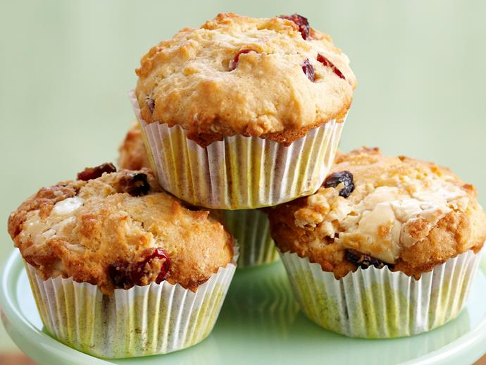 **[Cranberry and white chocolate muffins](https://www.womensweeklyfood.com.au/recipes/cranberry-and-white-chocolate-muffins-17801|target="_blank")**