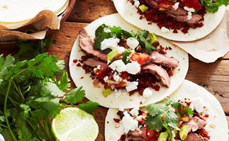 Grilled steak and chorizo tacos