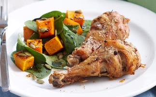 Herb roasted chicken with pumpkin salad