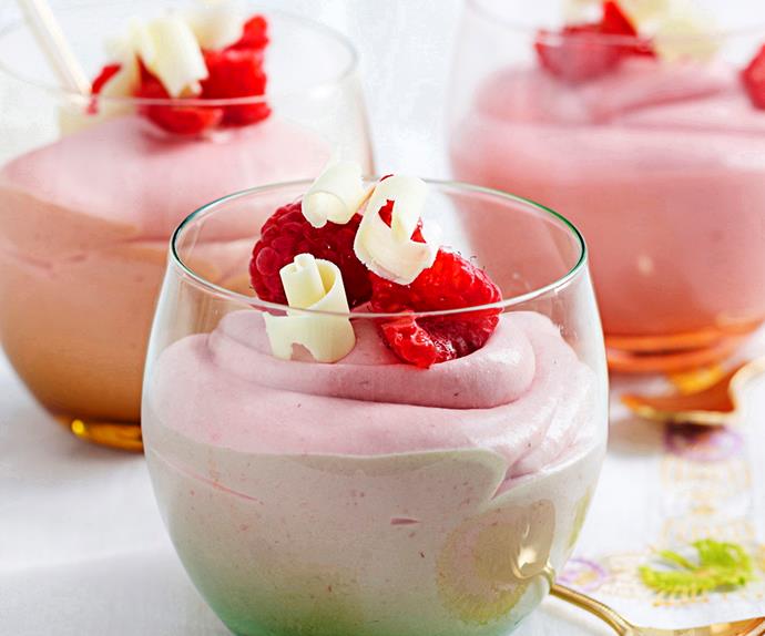 Raspberry and white chocolate mousse