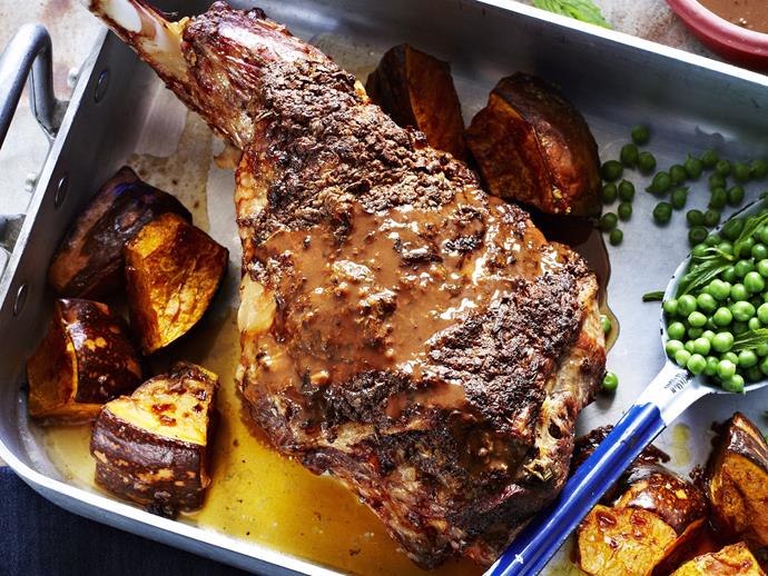 **[Roast lamb leg with red wine gravy](https://womensweeklyfood.com.au/recipes/roast-lamb-leg-with-red-wine-gravy-26084|target="_blank")**

A lamb roast is heaven in a baking dish. We served ours with roasted pumpkin and peas. You can use any vegetables you like.