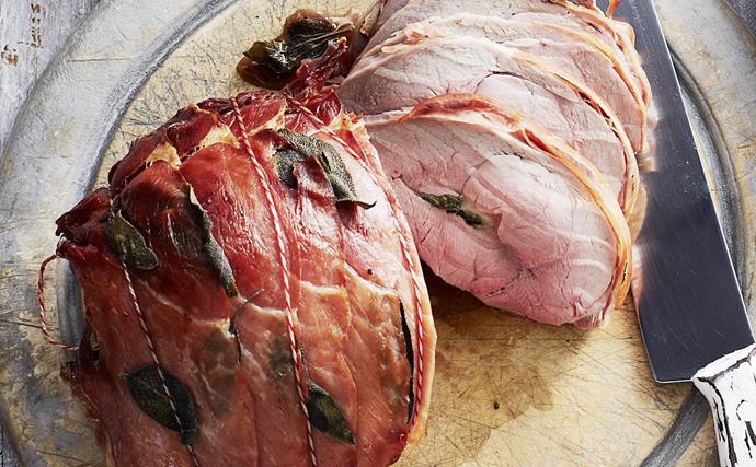 Roast veal blade with sage and mozzarella