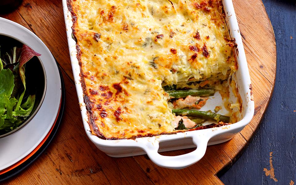 Salmon, leek and asparagus lasagne recipe | FOOD TO LOVE