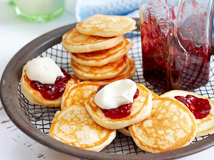 **[Pikelets](https://www.womensweeklyfood.com.au/recipes/pikelets-16913|target="_blank")**

We can't get enough of these!