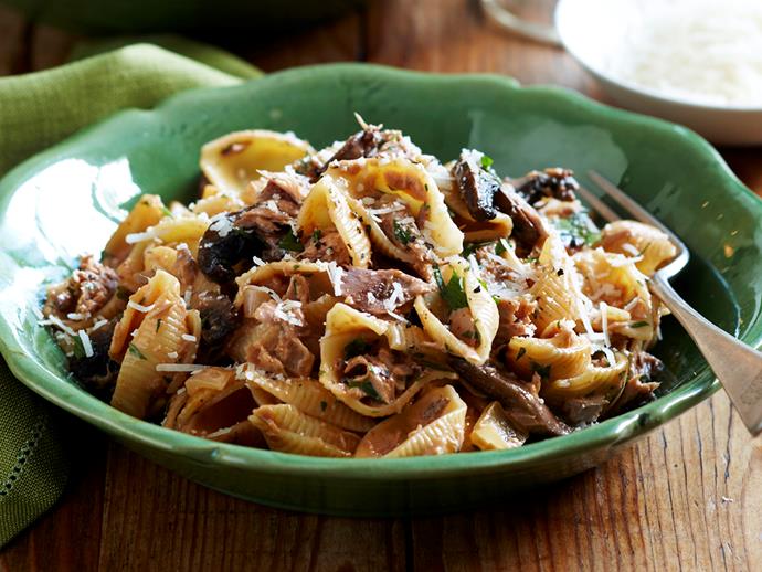 **[Tuna and mushroom pasta](https://www.womensweeklyfood.com.au/recipes/tuna-and-mushroom-pasta-16981|target="_blank")**
