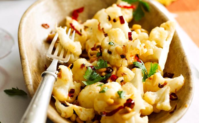 Cauliflower with chilli and pine nuts